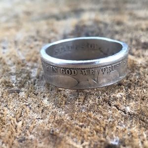 Silver 1897 American Half Dollar Coin Ring